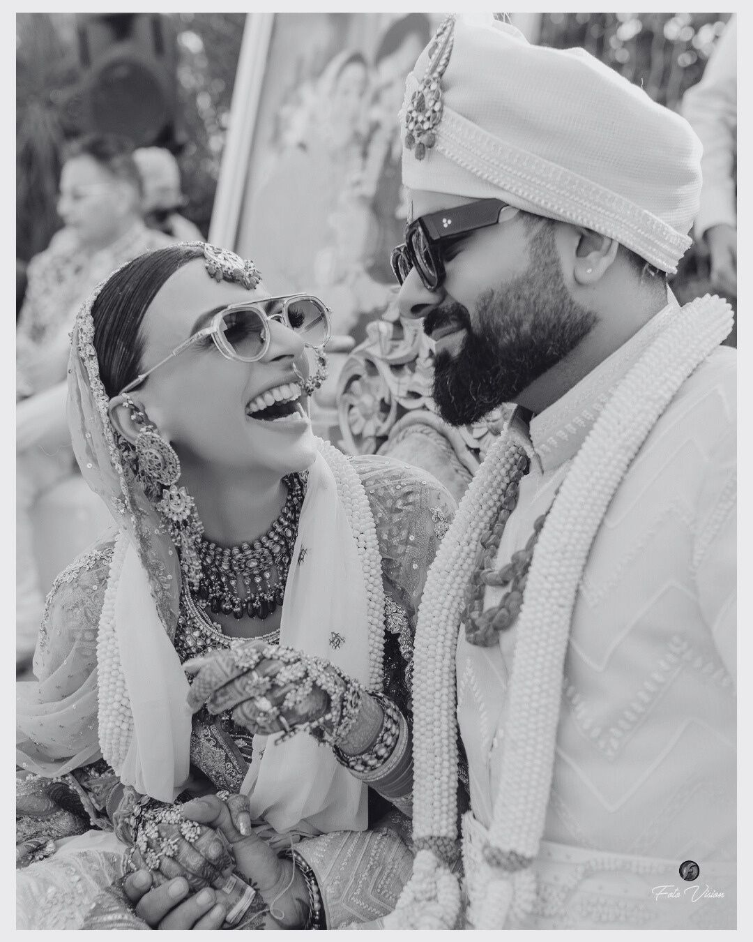 Candid black and white couple moment
