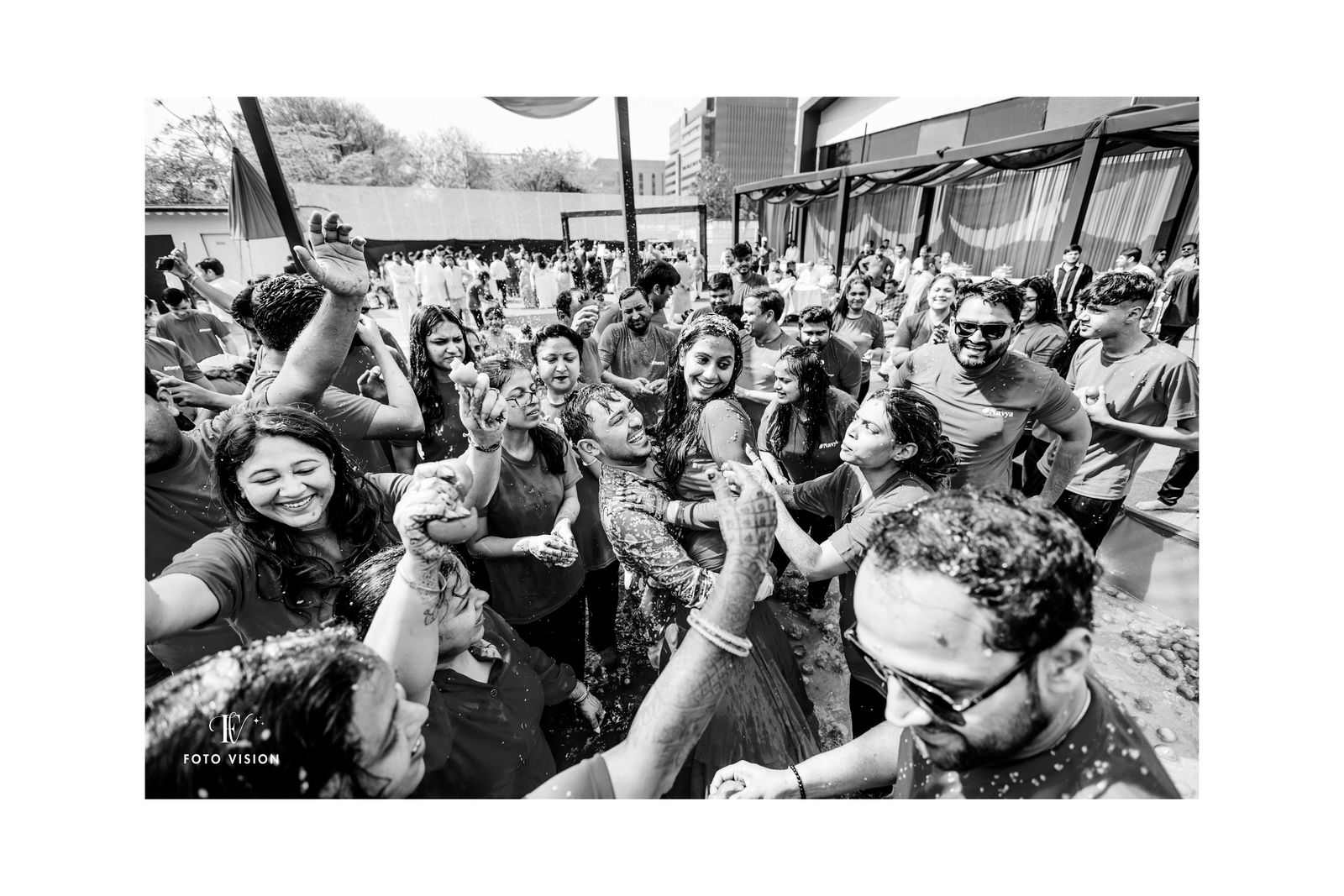 Haldi celebration crowd